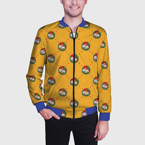 Мужской бомбер Рик и Морти Новый год паттерн / 3D-Синий – фото 3