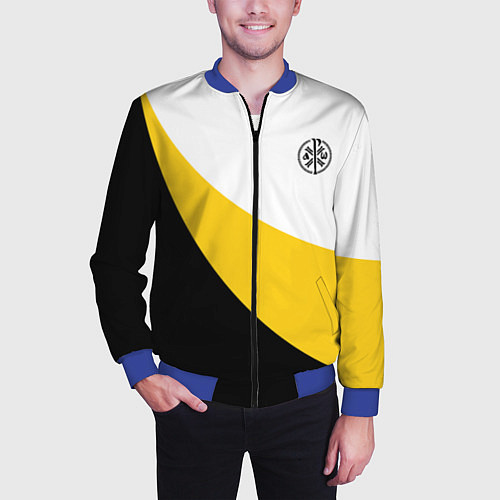 Мужской бомбер Мы русские с нами Бог малый черный кцк Николай II / 3D-Синий – фото 3