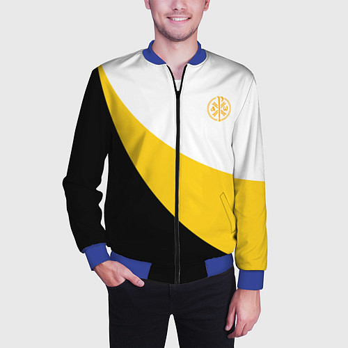 Мужской бомбер Мы русские с нами Бог малый желтый КЦК Николай II / 3D-Синий – фото 3