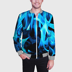 Бомбер мужской Синий огонь текстура, цвет: 3D-меланж — фото 2