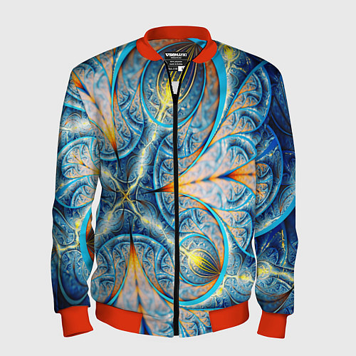 Мужской бомбер Оптический узор фрактальный / 3D-Красный – фото 1