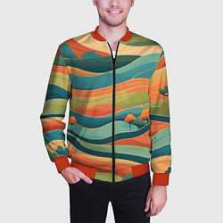 Бомбер мужской Поля луга, цвет: 3D-красный — фото 2