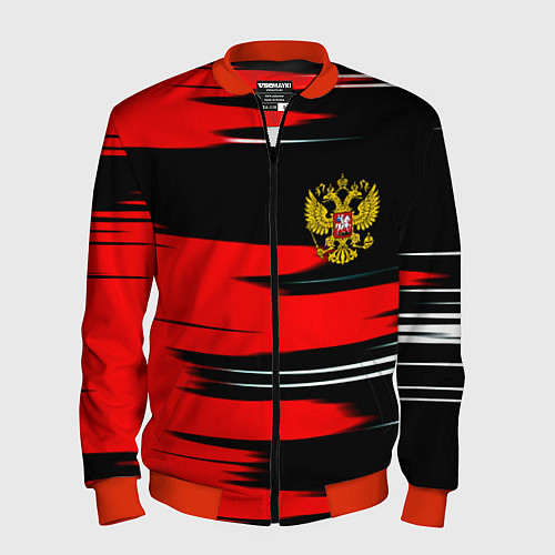 Мужской бомбер Россия полосы краски / 3D-Красный – фото 1