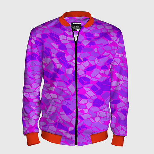 Мужской бомбер Фиолетовые плитки на розовом фоне / 3D-Красный – фото 1