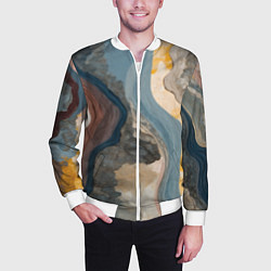 Бомбер мужской Флюид арт, цвет: 3D-белый — фото 2