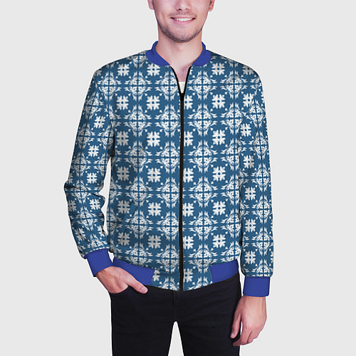 Мужской бомбер Гжельская вуаль / 3D-Синий – фото 3