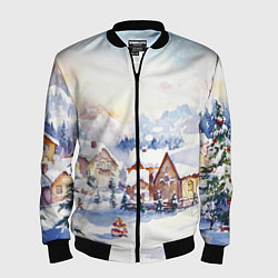 Мужской бомбер Новогодний снежный город