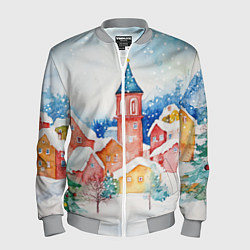 Мужской бомбер Новогодний сказочный город