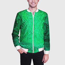 Бомбер мужской Зелёный симбионт абстракция, цвет: 3D-белый — фото 2