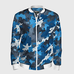 Бомбер мужской Синий армейский камуфляж, цвет: 3D-белый