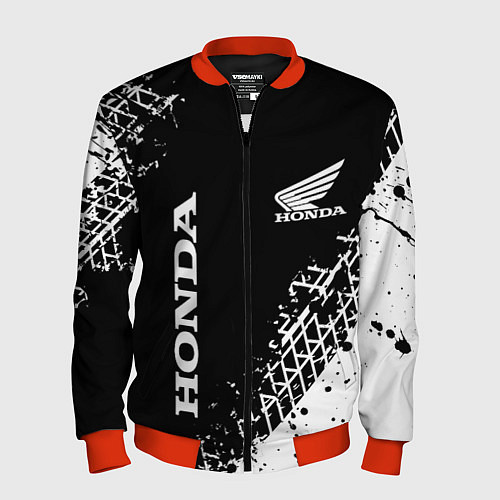 Мужской бомбер Honda - следы от шин / 3D-Красный – фото 1