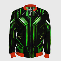 Мужской бомбер Green stripes on a black background
