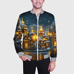 Бомбер мужской Ночной новогодний город в огнях, цвет: 3D-меланж — фото 2