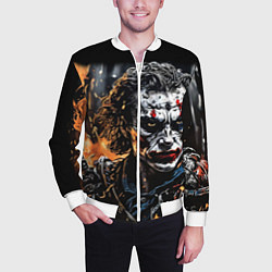Бомбер мужской Джокер на фоне огня, цвет: 3D-белый — фото 2