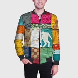 Бомбер мужской Пэчворк с человечком, цвет: 3D-черный — фото 2