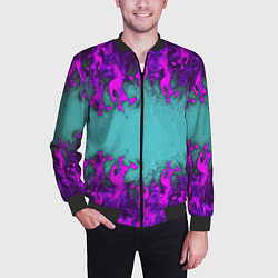 Бомбер мужской Фиолетовое пламя, цвет: 3D-черный — фото 2