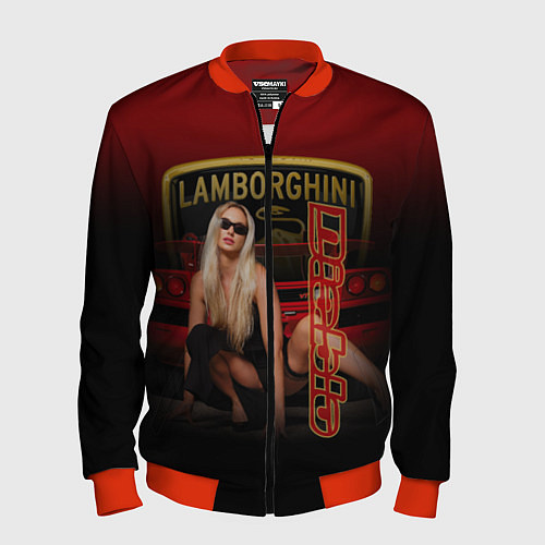 Мужской бомбер Девушка и Lamborghini / 3D-Красный – фото 1