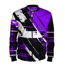 Мужской бомбер Diagonal black and white stripes on a purple backg