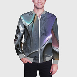 Бомбер мужской Полированный серебряный металл, цвет: 3D-меланж — фото 2