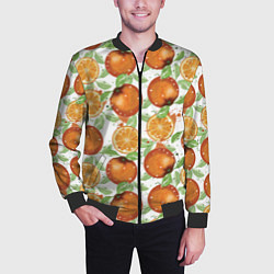 Бомбер мужской Сочные апельсины и дольки апельсинов, цвет: 3D-черный — фото 2