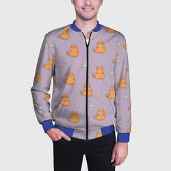 Бомбер мужской Праздничный кот Рыжинс, цвет: 3D-синий — фото 2
