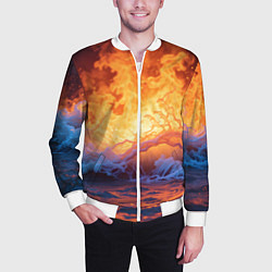 Бомбер мужской Стихия огня и воды, цвет: 3D-белый — фото 2
