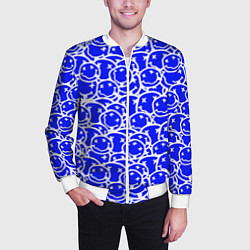 Бомбер мужской Nirvana logo blue, цвет: 3D-белый — фото 2