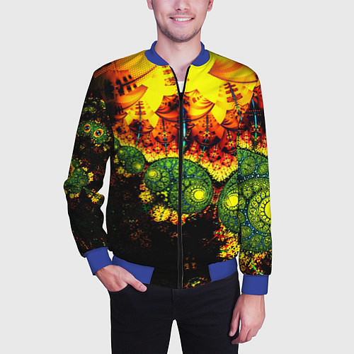 Мужской бомбер Абстракция осколки / 3D-Синий – фото 3