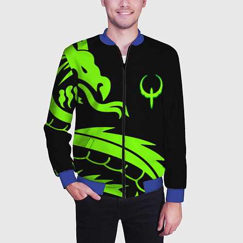Мужской бомбер Квейк кислотный дракон лого / 3D-Синий – фото 3