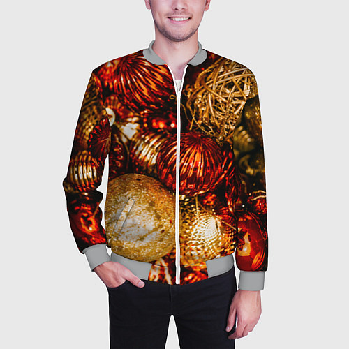 Мужской бомбер Новогоднее ёлочное украшение / 3D-Меланж – фото 3
