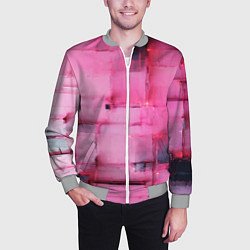 Бомбер мужской Чёрные пятна на розовом фоне абстракция, цвет: 3D-меланж — фото 2