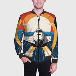 Бомбер мужской Скоростной ретро самолет, цвет: 3D-черный — фото 2