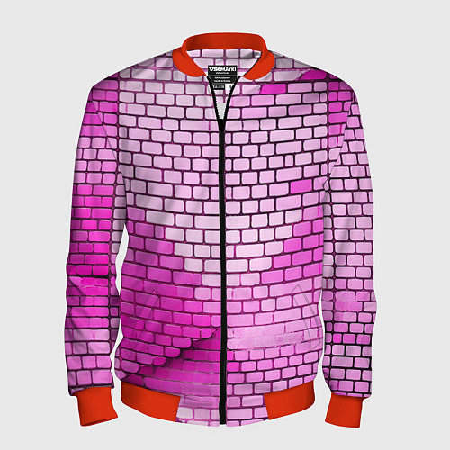 Мужской бомбер Розовые кирпичики / 3D-Красный – фото 1