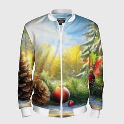 Бомбер мужской Солнечный новый год, цвет: 3D-белый