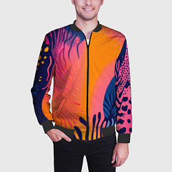 Бомбер мужской Векторная абстракция с растениями - нейросеть, цвет: 3D-черный — фото 2