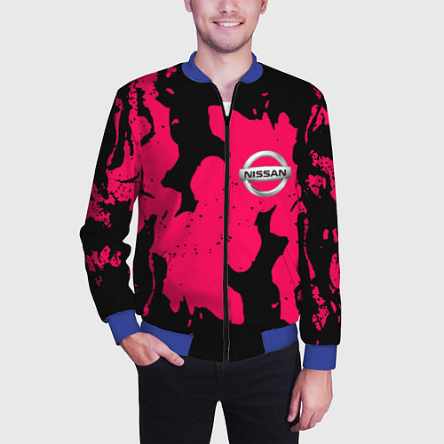 Мужской бомбер Nissan fire pink / 3D-Синий – фото 3
