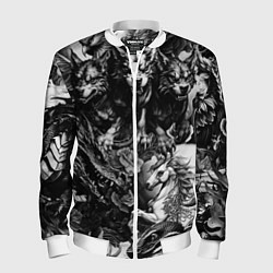 Бомбер мужской Дракон и другие мифические существа в стиле тату, цвет: 3D-белый