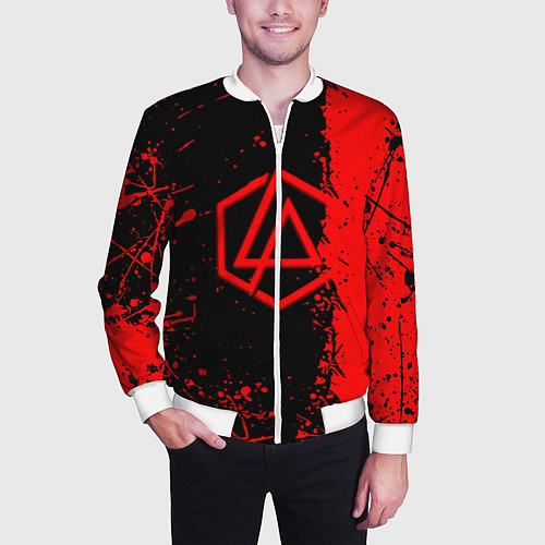 Мужской бомбер Linkin park краски всплеск текстура / 3D-Белый – фото 3