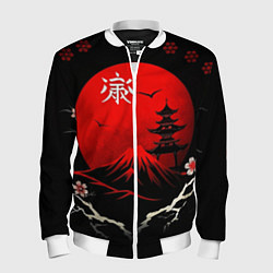 Бомбер мужской Japan red black nature, цвет: 3D-белый