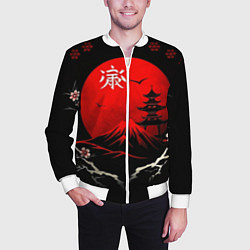 Бомбер мужской Japan red black nature, цвет: 3D-белый — фото 2