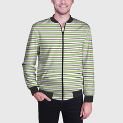Бомбер мужской Зелёный с фиолетовой полосой, цвет: 3D-черный — фото 2