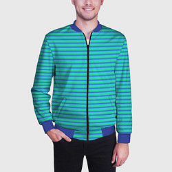 Бомбер мужской Полосатый сине-зелёный, цвет: 3D-синий — фото 2