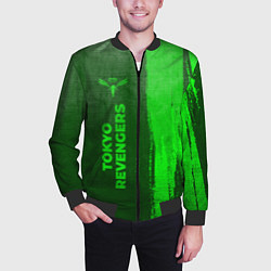 Бомбер мужской Tokyo Revengers - green gradient по-вертикали, цвет: 3D-черный — фото 2