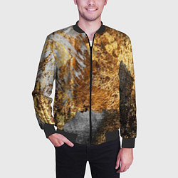Бомбер мужской Текстура золота и бетона, цвет: 3D-черный — фото 2