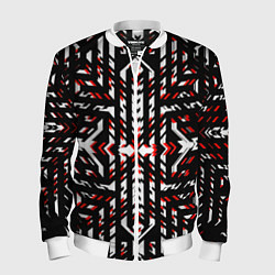 Бомбер мужской Чёрно-красные диагональные полосы на белом фоне, цвет: 3D-белый