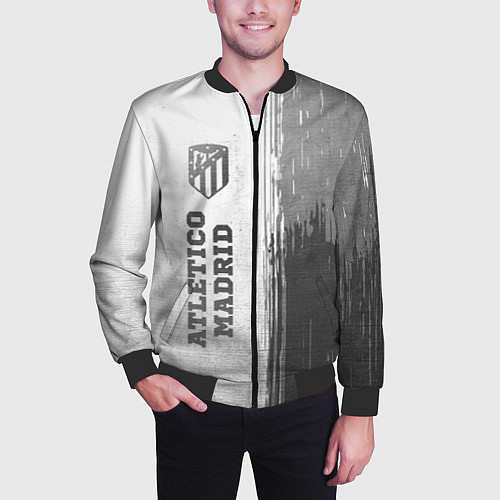 Мужской бомбер Atletico Madrid - white gradient по-вертикали / 3D-Черный – фото 3