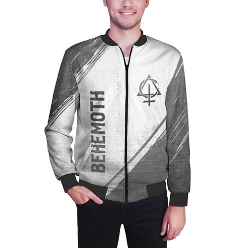 Мужской бомбер Behemoth - white gradient вертикально / 3D-Черный – фото 3