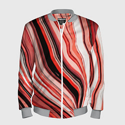 Бомбер мужской Волнистые вертикальные чёрно-красные полосы, цвет: 3D-меланж