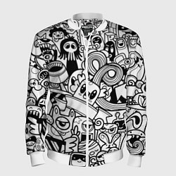 Мужской бомбер Black and white doddle monsters