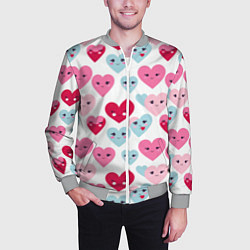 Бомбер мужской Сердечки-смайлики, цвет: 3D-меланж — фото 2